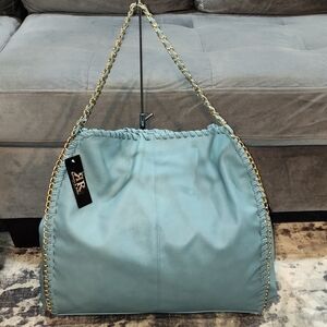 NWT Magid Rebecca & Rifka Baby Blue Leather Hobo Bag